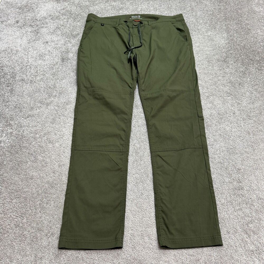 Roark Outdoor Nylon Pants Mens 36 Green Straight Leg Stretch Drawstring Hiking